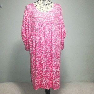 BCBGMaxazria Pink Pleated Puffed Sleeve Midi Dress Size L